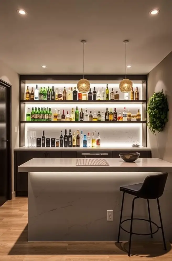 Sleek Basement Bar Idea for a Minimalist Home Retreat