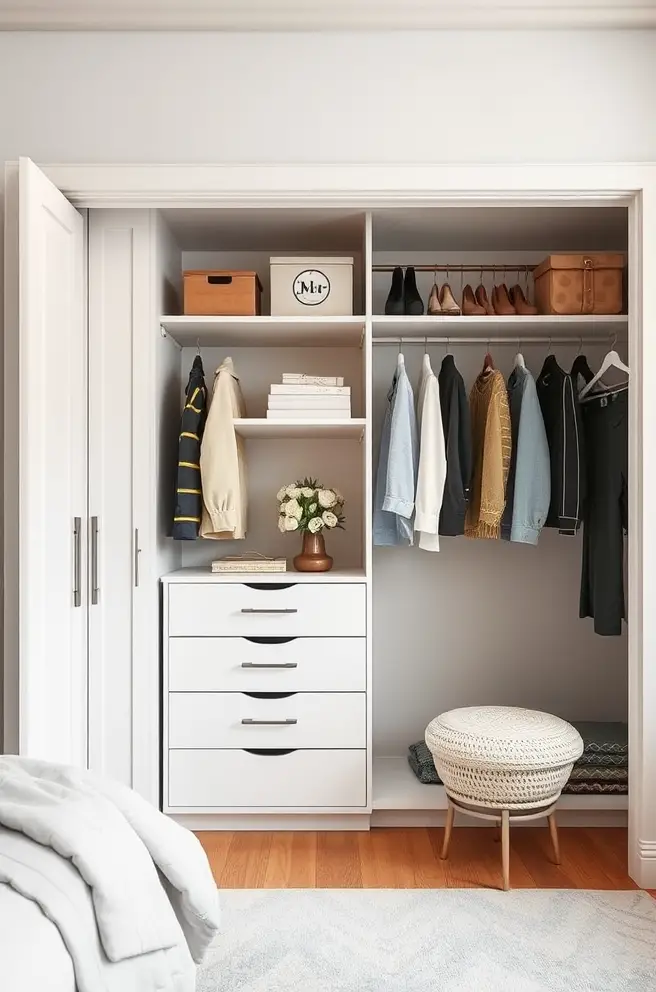 Smart storage Idea for bedroom closets to maximize storage potential