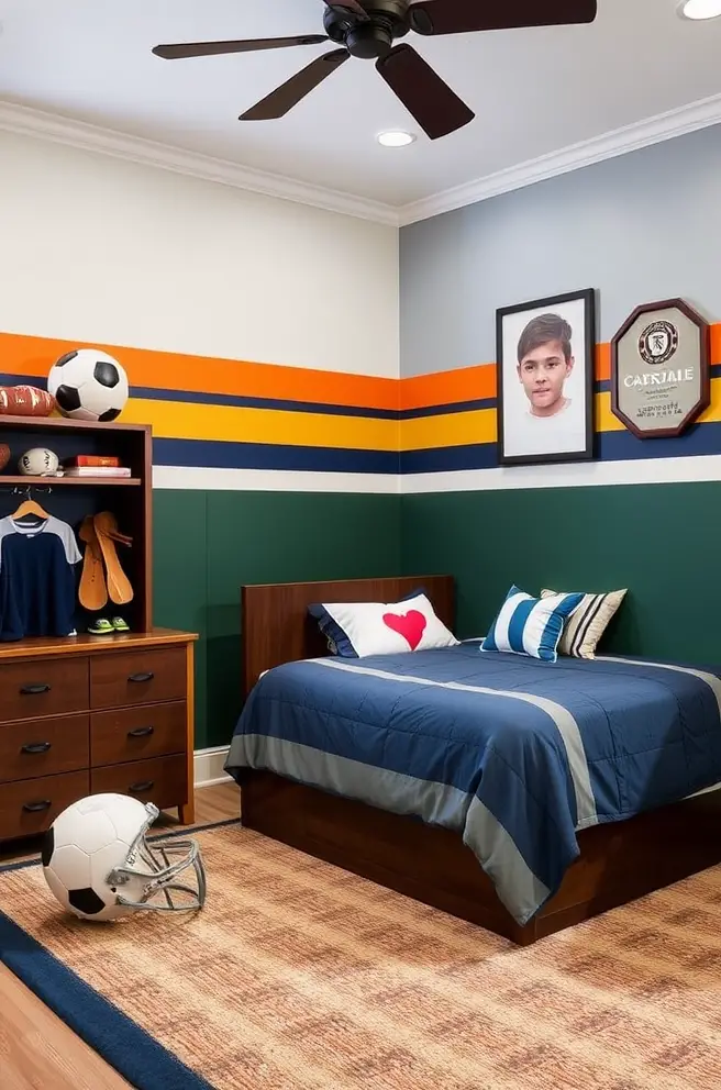 Sports-Themed Boys Bedroom Idea for the Active Young Athlete