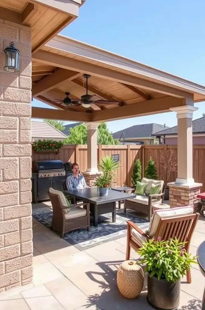 Stylish Covered Patio Idea to Enhance Your Backyard Aesthetic