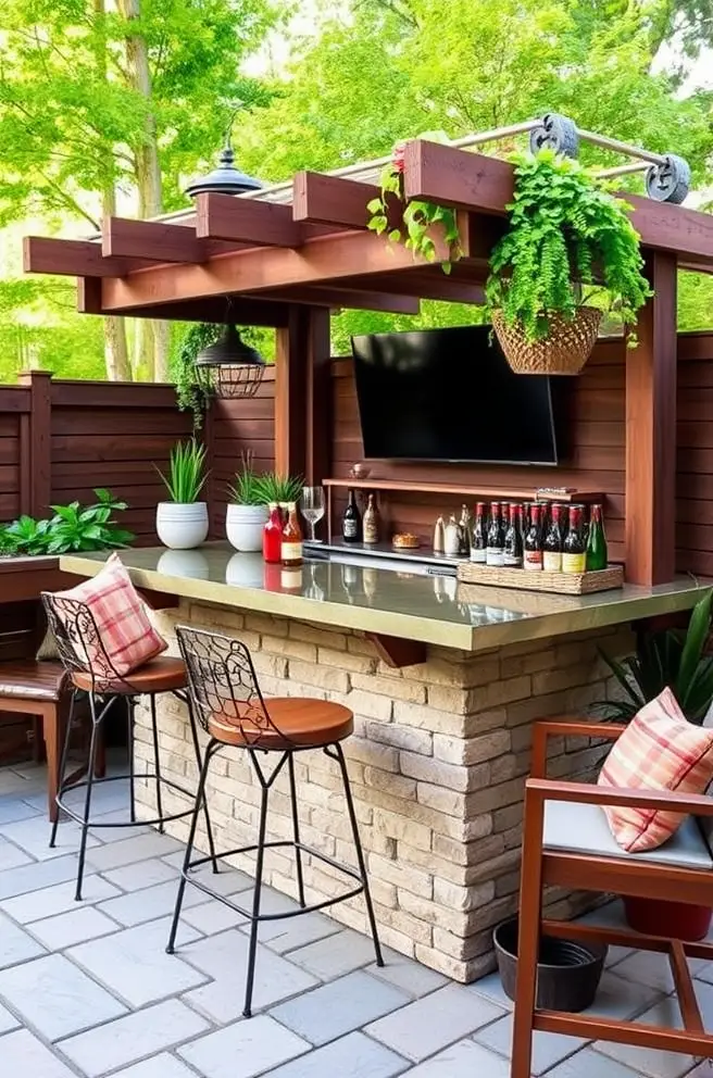 Stylish Outdoor Bar Idea Perfect for Small Patios