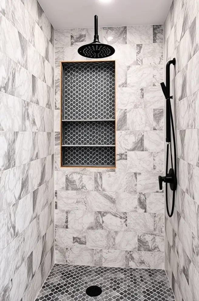 Textured Patterned Tile Shower Idea for Unique Visual Interest