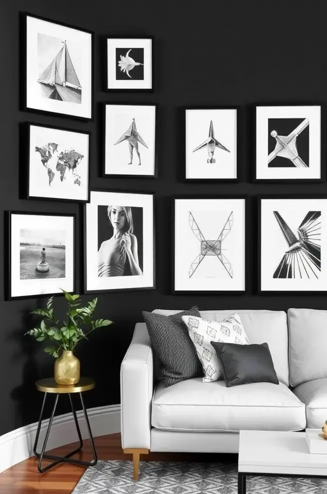 Timeless Black and White Gallery Wall Idea for Classic Elegance