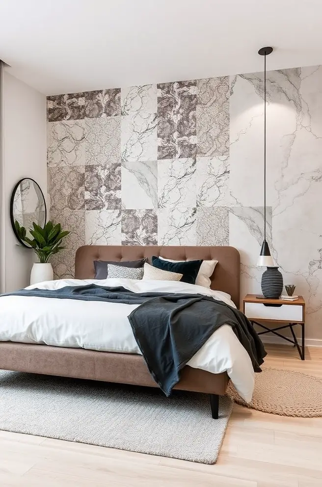 Trendy Modern Bedroom Idea with Unique Textures and Patterns