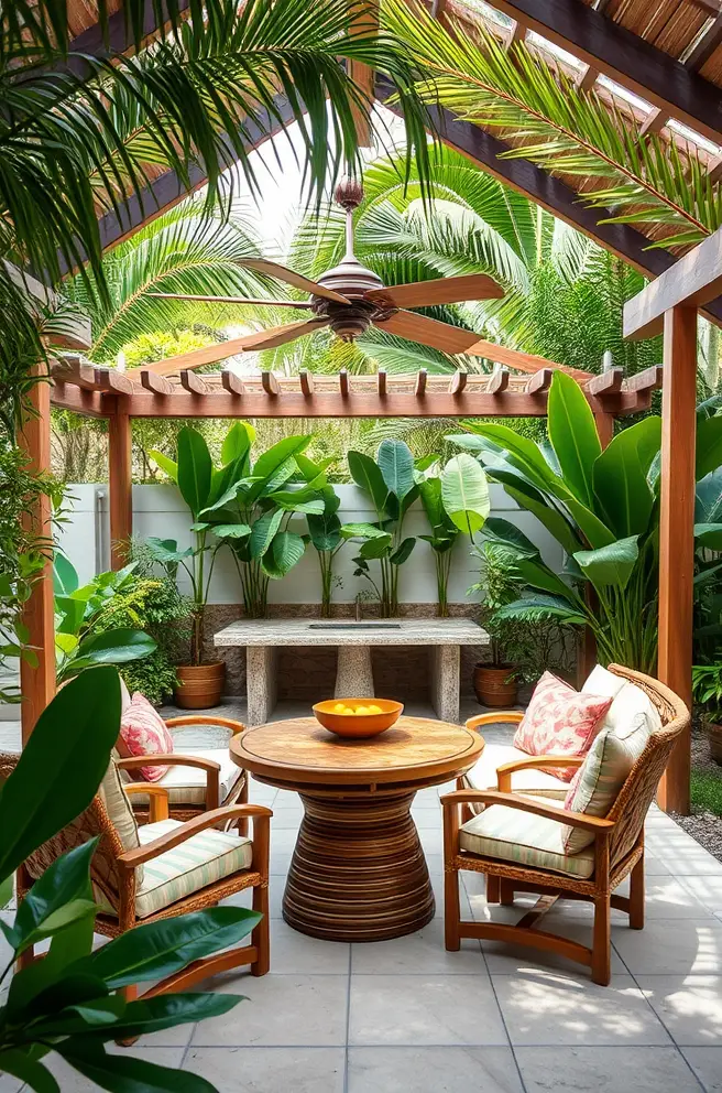 Tropical Backyard Patio Idea to Escape to Paradise