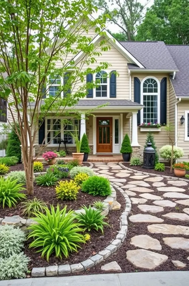 Unique Front Yard Landscaping Idea that Blend Nature with Style