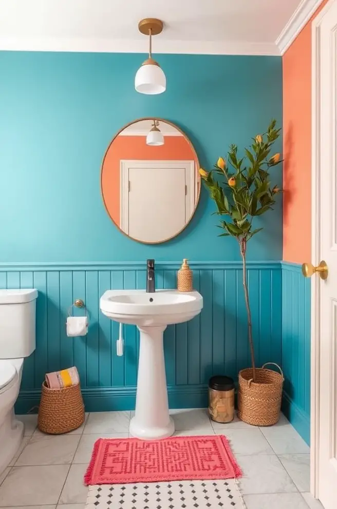 Vibrant Bathroom Decor Idea to Add a Pop of Color