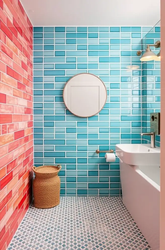 Vibrant Bathroom Tile Idea for a Pop of Color in Your Design
