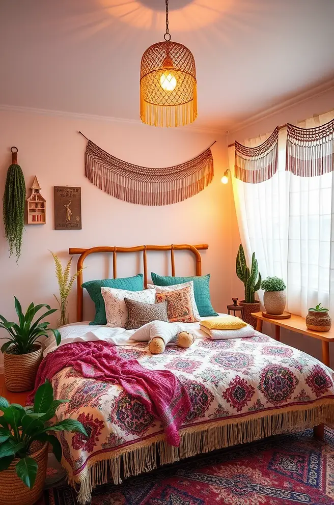 Vibrant Boho Bedroom Idea for an Energizing Atmosphere