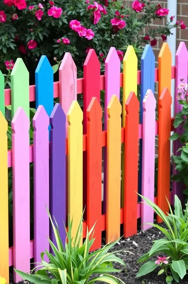 Vibrant Colorful Garden Fence Idea to Brighten Your Yard