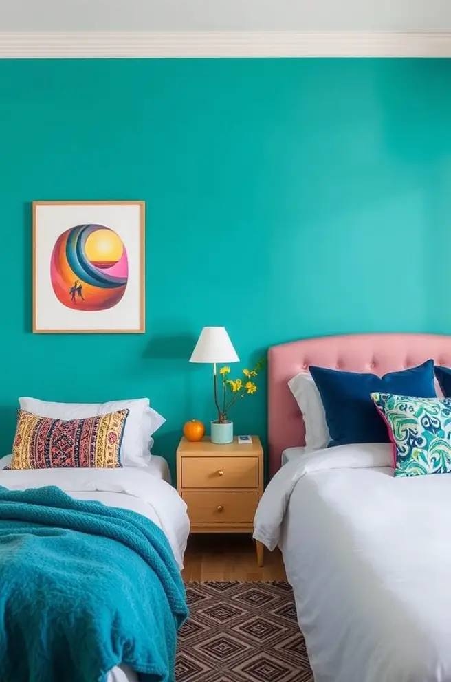 Vibrant Guest Bedroom Idea That Add a Splash of Color