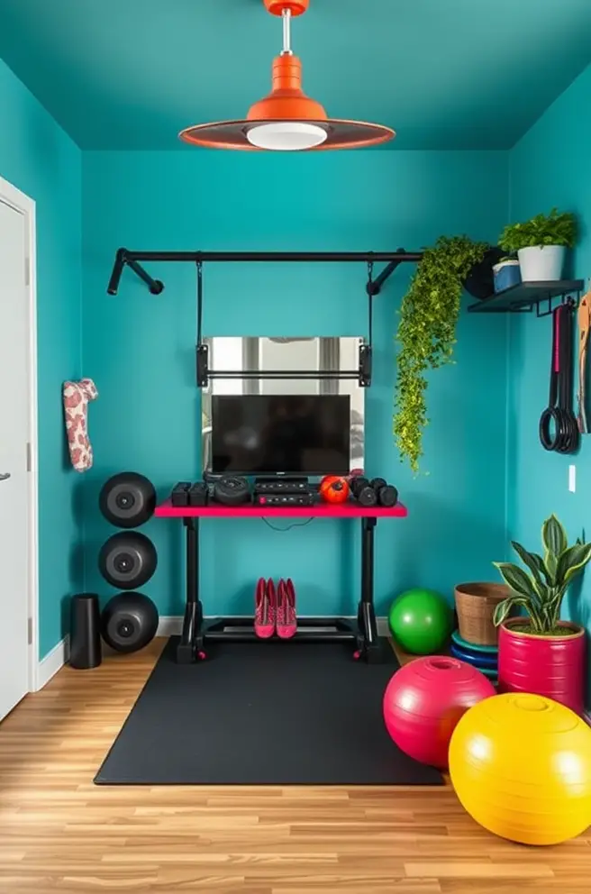 Vibrant Home Gym Idea to Add Energy and Motivation to Your Workouts