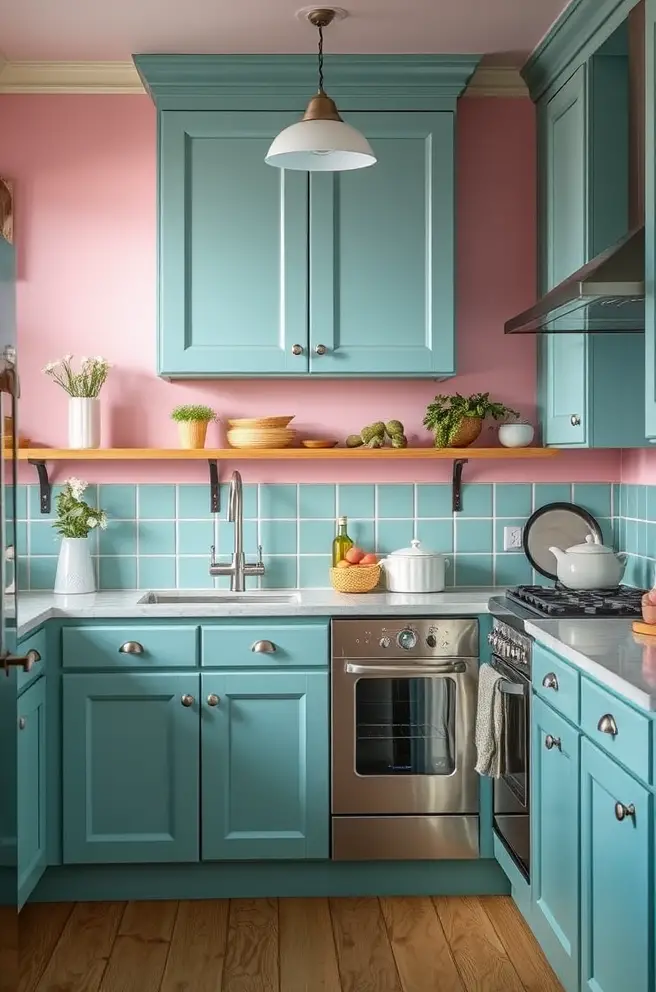 Vibrant Pastel Kitchen Color Idea for a Gentle Touch