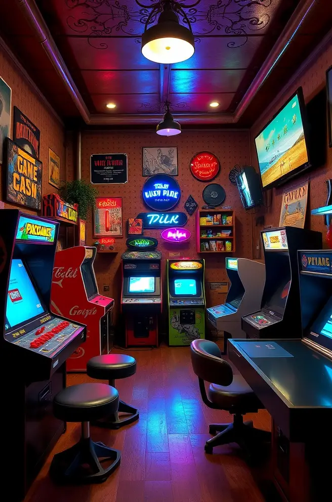 12 Inspiring Game Room Ideas You’ll Love for Your Home 5 Vintage Game Room Idea for a Nostalgic Gaming Atmosphere