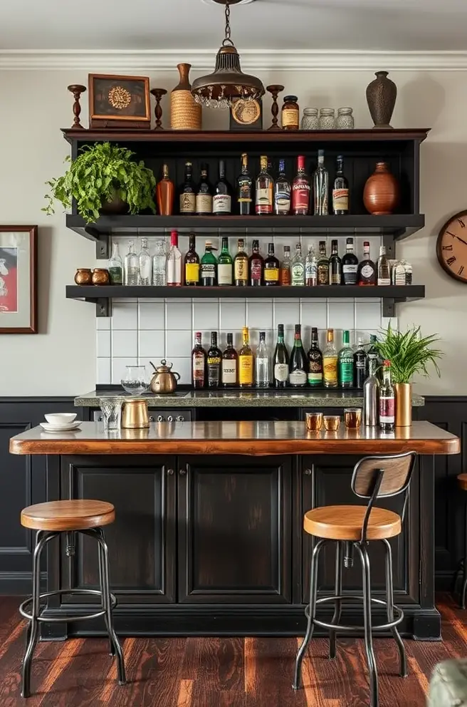 Vintage Home Bar Idea for a Timeless Feel