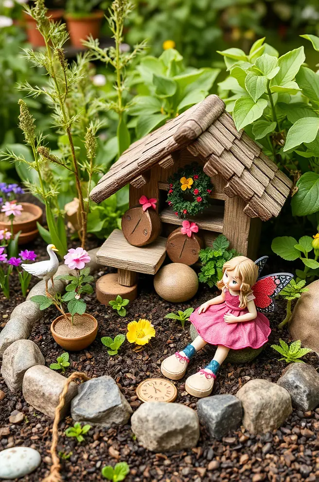 Vintage-Inspired Fairy Garden Idea for a Nostalgic Touch