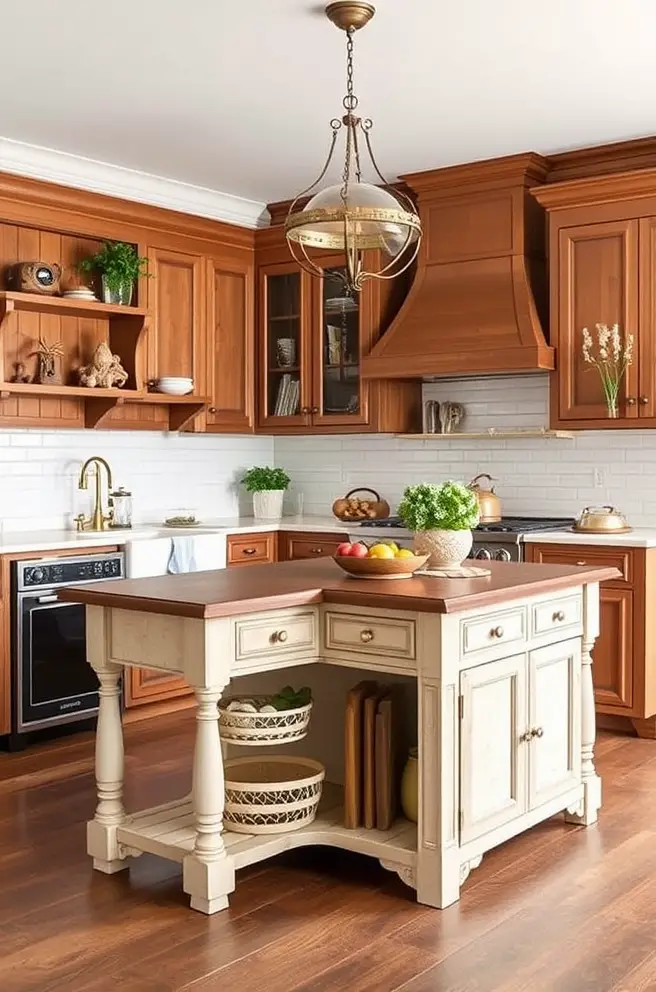 Vintage-Inspired Kitchen Island Idea for a Timeless Appeal