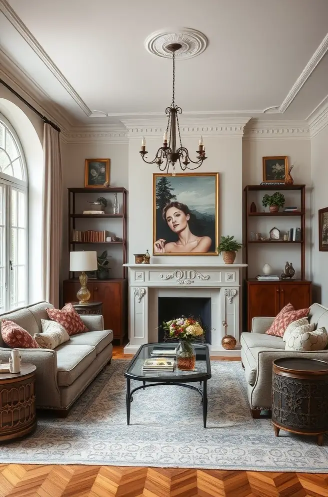 Vintage-Inspired Living Room Decor Idea for Timeless Elegance