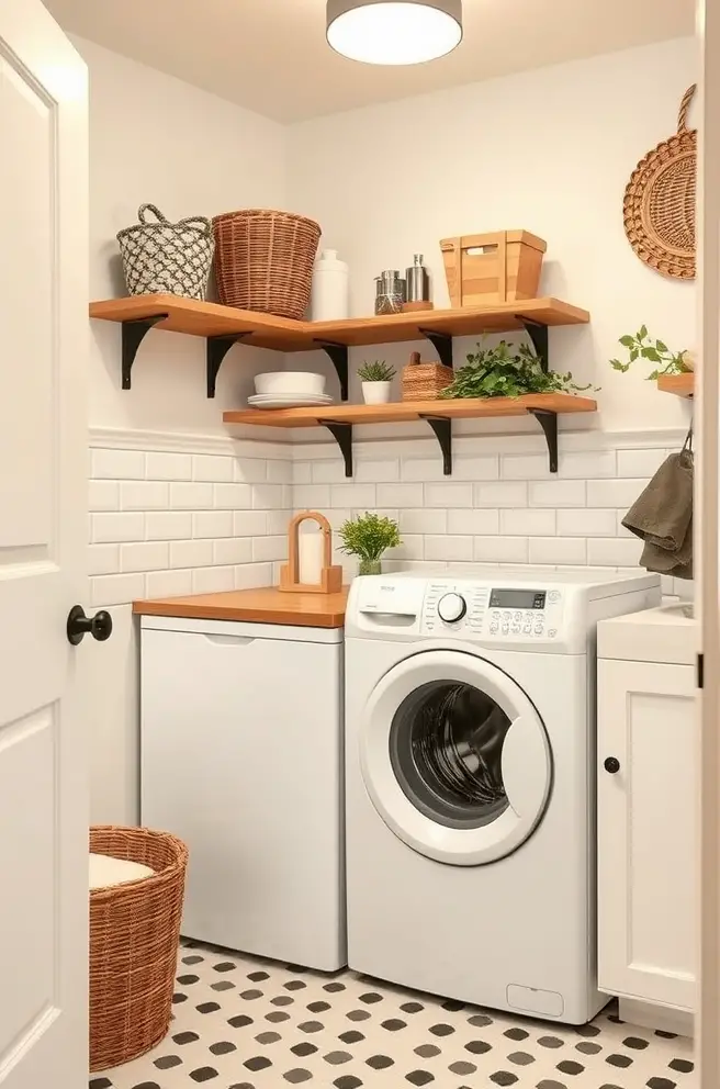 Vintage-Inspired Small Laundry Room Idea with Timeless Features