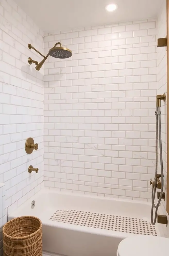 Vintage-inspired Subway Tile Shower Idea for Timeless Elegance