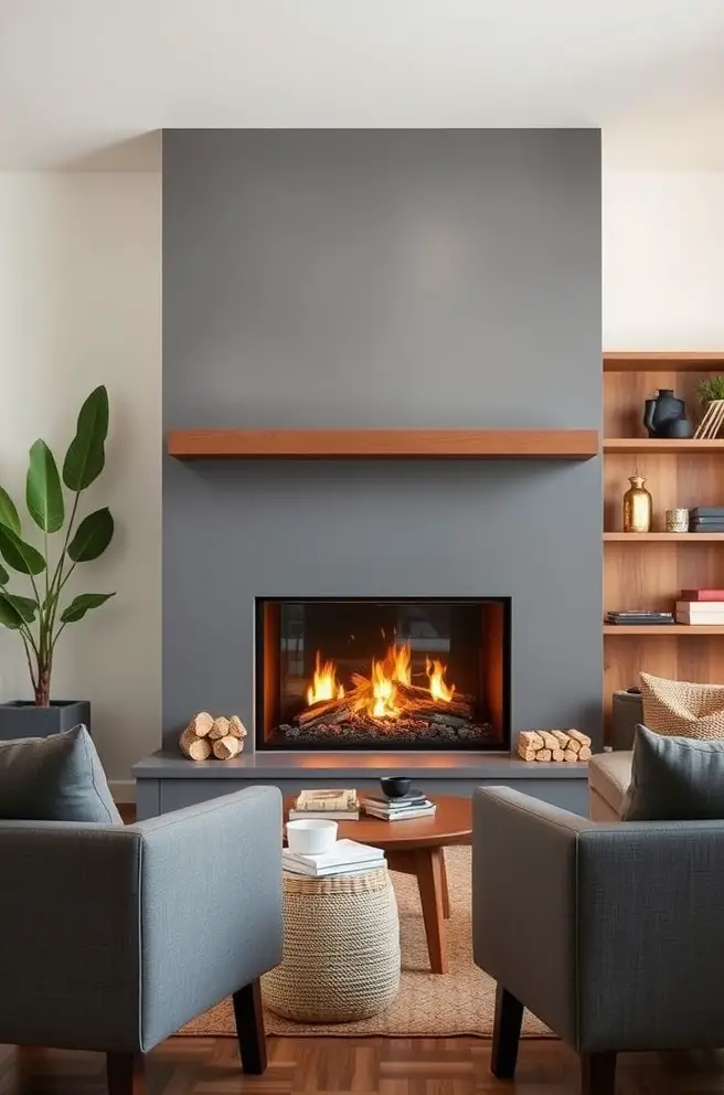 Warm and Inviting Modern Fireplace Idea for a Family Gathering Space