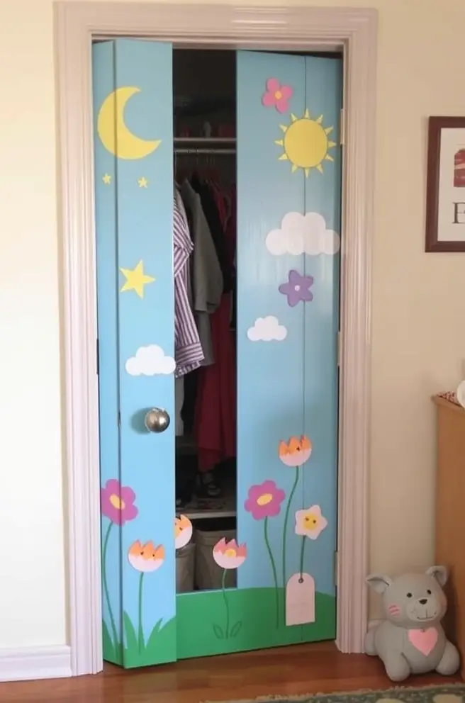 Whimsical Closet Door Idea to Brighten Up Children's Rooms