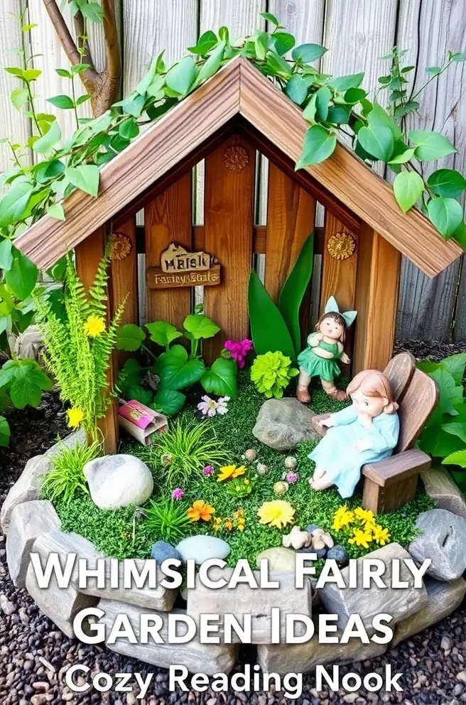 Whimsical Fairy Garden Idea for a Cozy Reading Nook
