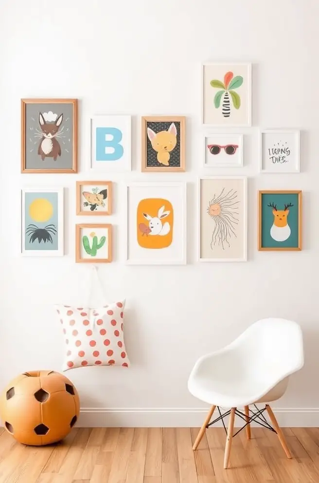 Whimsical Gallery Wall Idea for a Playful and Fun Atmosphere