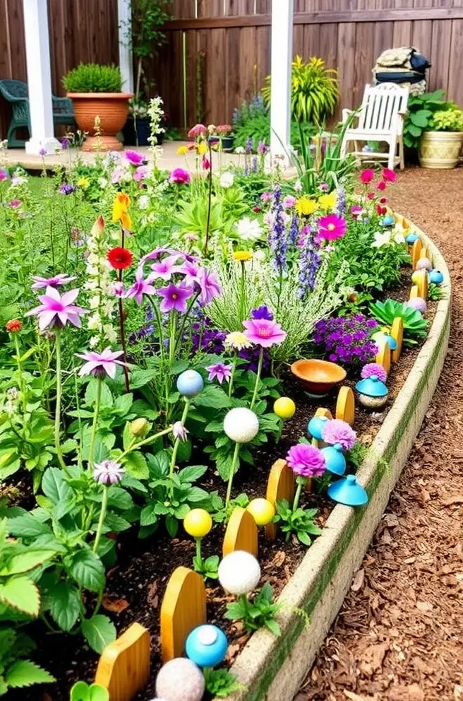 Whimsical Garden Edging Idea for a Playful Outdoor Retreat