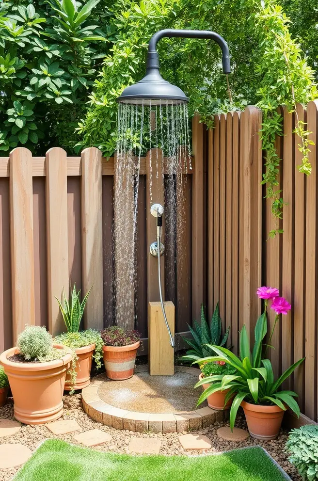 Whimsical Outdoor Shower Idea for Adding Playfulness to Your Garden