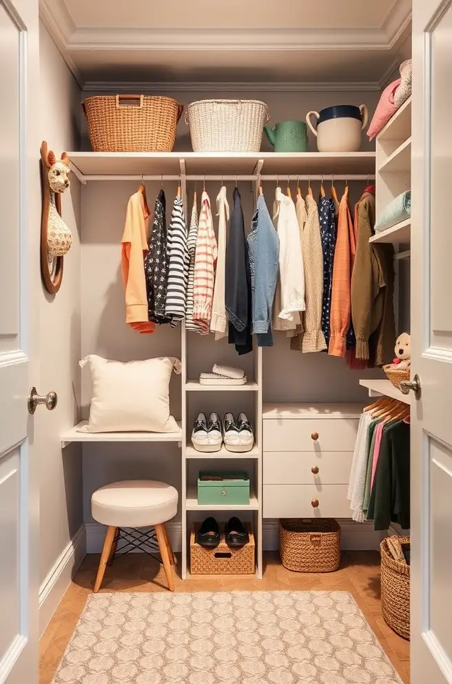 Whimsical Small Closet Idea for a Fun Design Approach